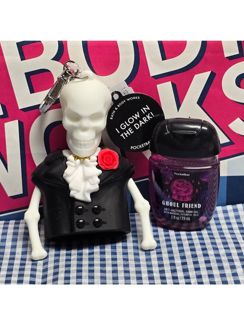BBW Glow In The Dark Dapper Skeleton Pocketbac Holder & Ghoul Friend Refill